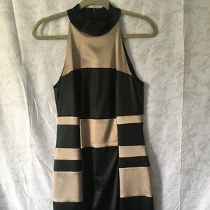 Gold and black mini dress